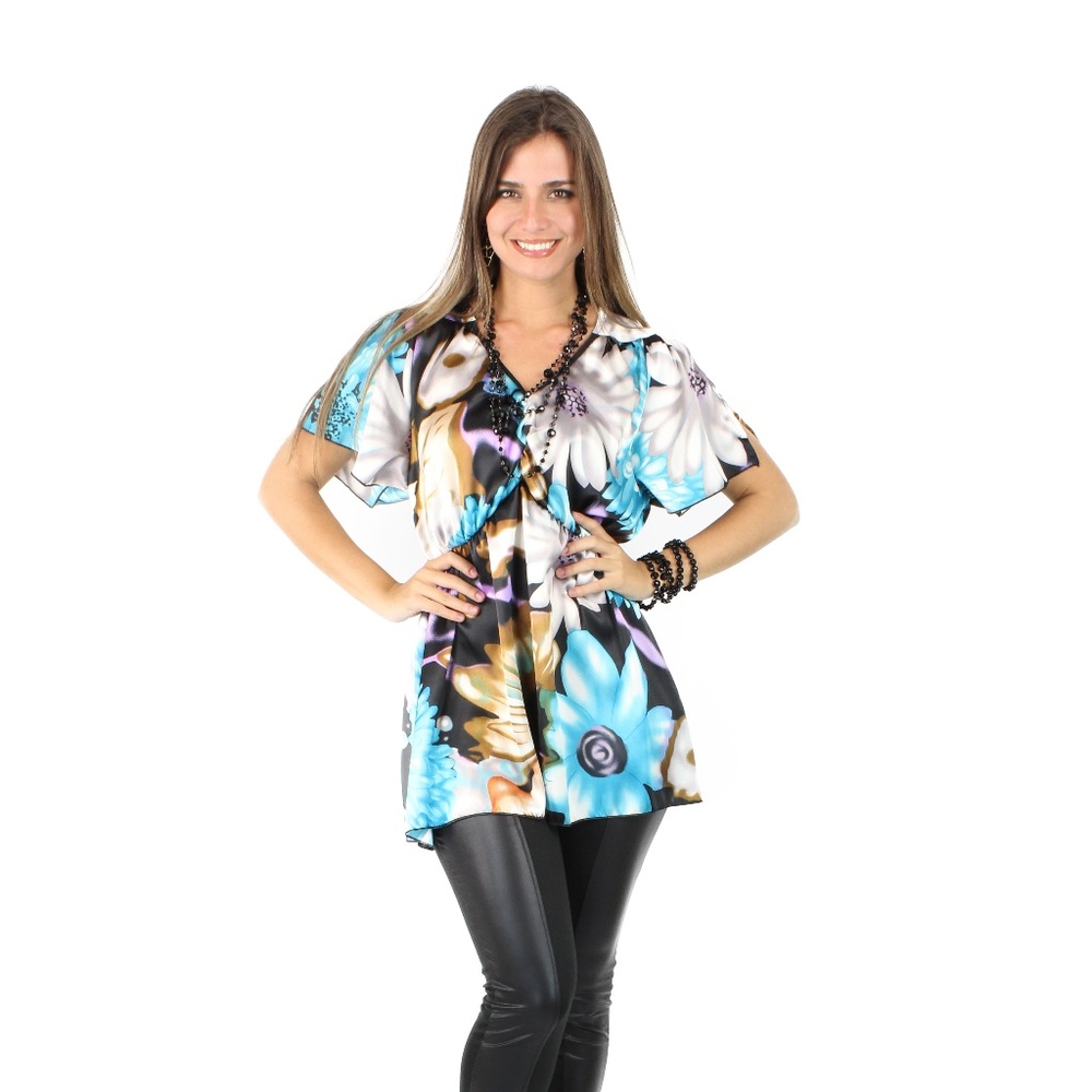 Elegant Fashion Satin Multicolor Sleeve Blouse